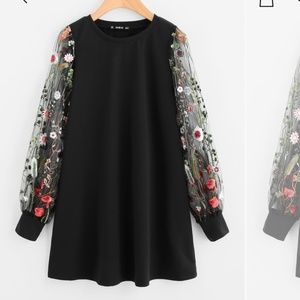 Embroidered Black Dress